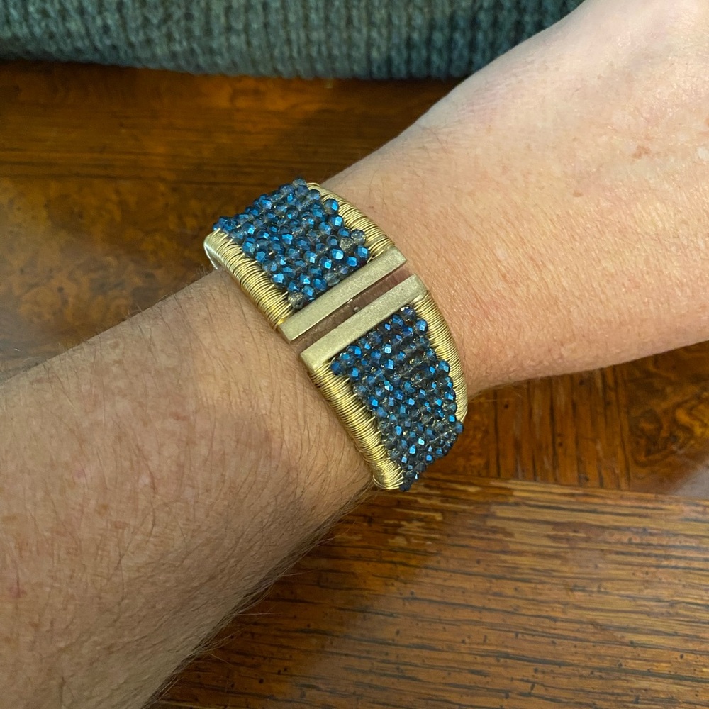Vintage Kenneth Cole Rhinestone Wire Wrapped Clamper Bracelet